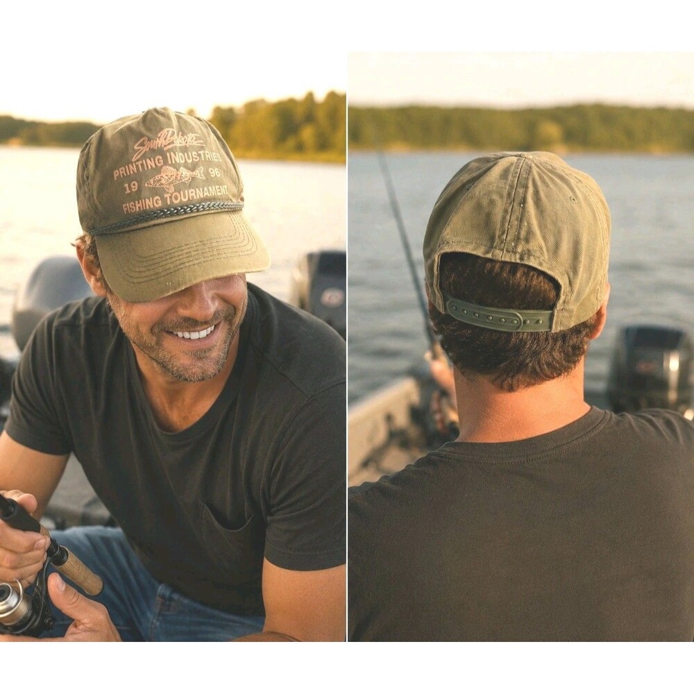 Vtg South Dakota Printing Industries Fishing Tournament 1996 Baseball Hat Brown